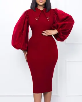 Festa Abiti Donne Africane Lunghi Maniche Lantern Slim Prom Eleganti.