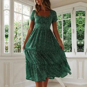 Abito floreale da spiaggia per abbigliamento donna 2024 abito lungo casual da vacanza estiva manica corta slim fit abito bohémie