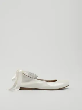 Cream leather Ballerina bambina Mimilù