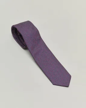 Blue and red pure silk micro pattern tie.