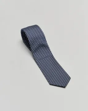Blue floral pattern tie in light blue silk and cotton blend.