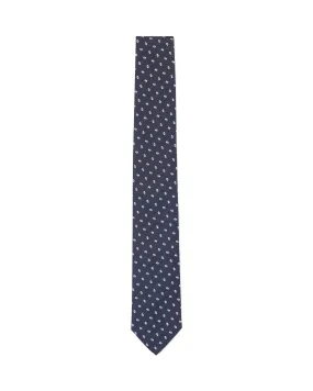 Blue silk tie with white micro pattern.