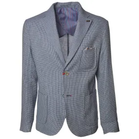 BoB Company - White/Blue Checkered Single-Breasted Jacket - Made in Italy - Luxury Exclusive Collection