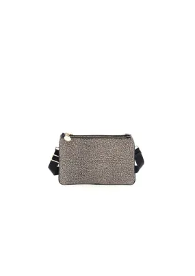 BORBONESE Small Cross Over Shoulder Bag - Op Natural/Black