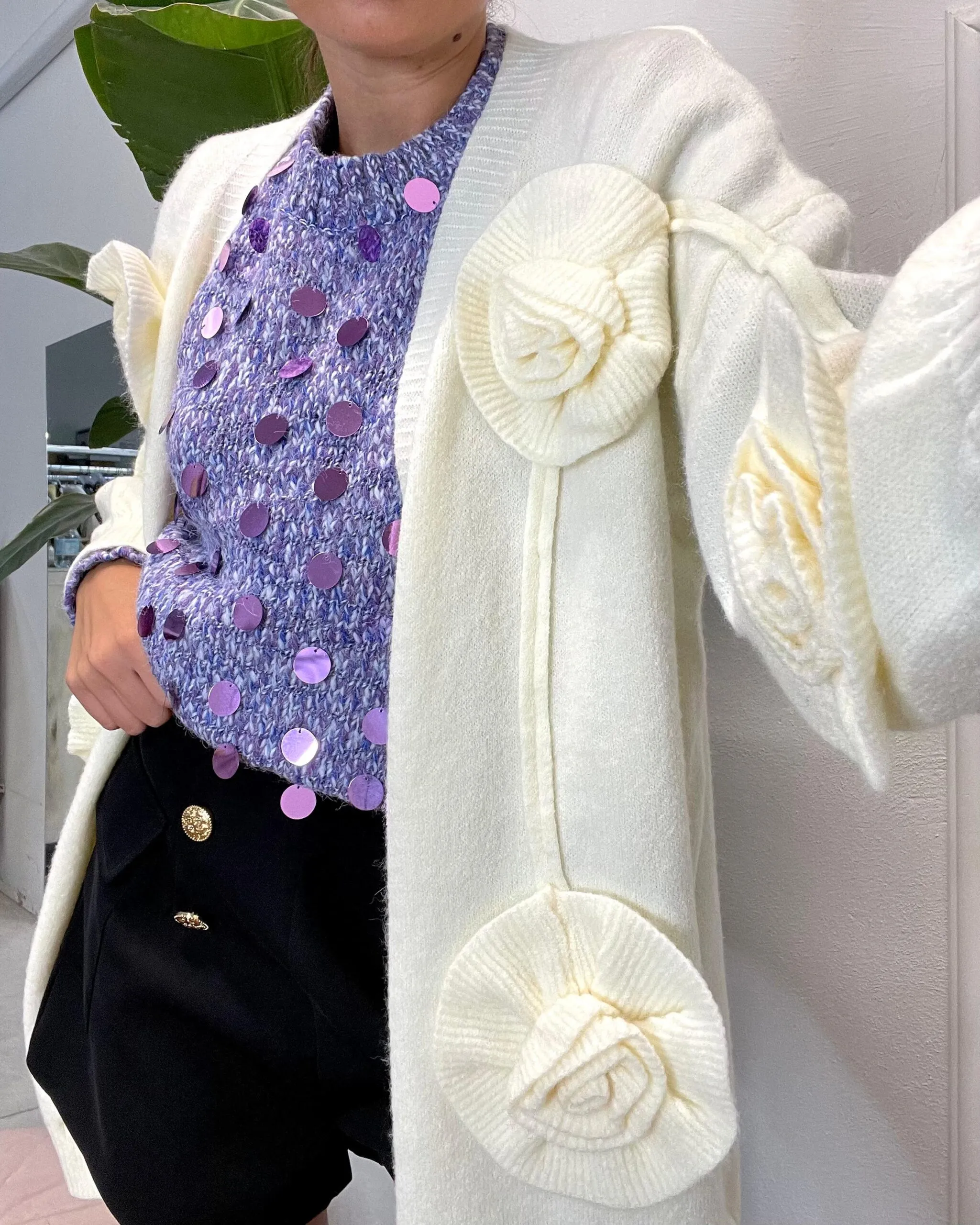 CARDIGAN MAXI ROSA 199 panna