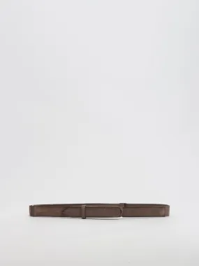 Orciani Men's Leather Nobukle Belt in Mud.