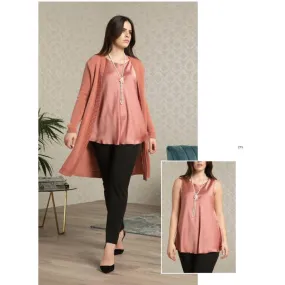 Curvy jacket with satin pink top.