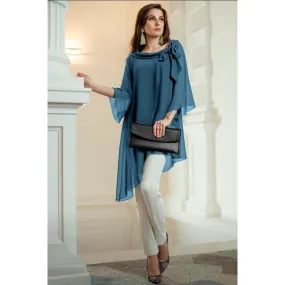 Elegant sheer tunic Ginette, petrol