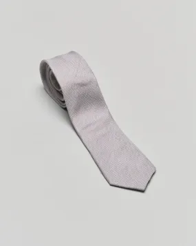 Gray silk and linen blend micro textured tie.