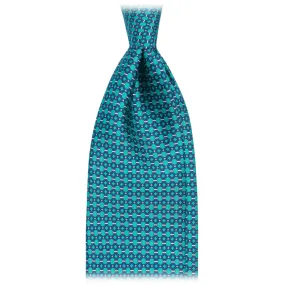 Italian Silk Tie with Roman Chain Closure - Turquoise - Handmade Luxury Collection crafted in Italy