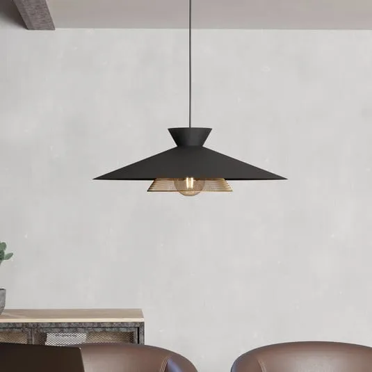 Lampada sospensione Grizedale 1 luce, nero/ottone