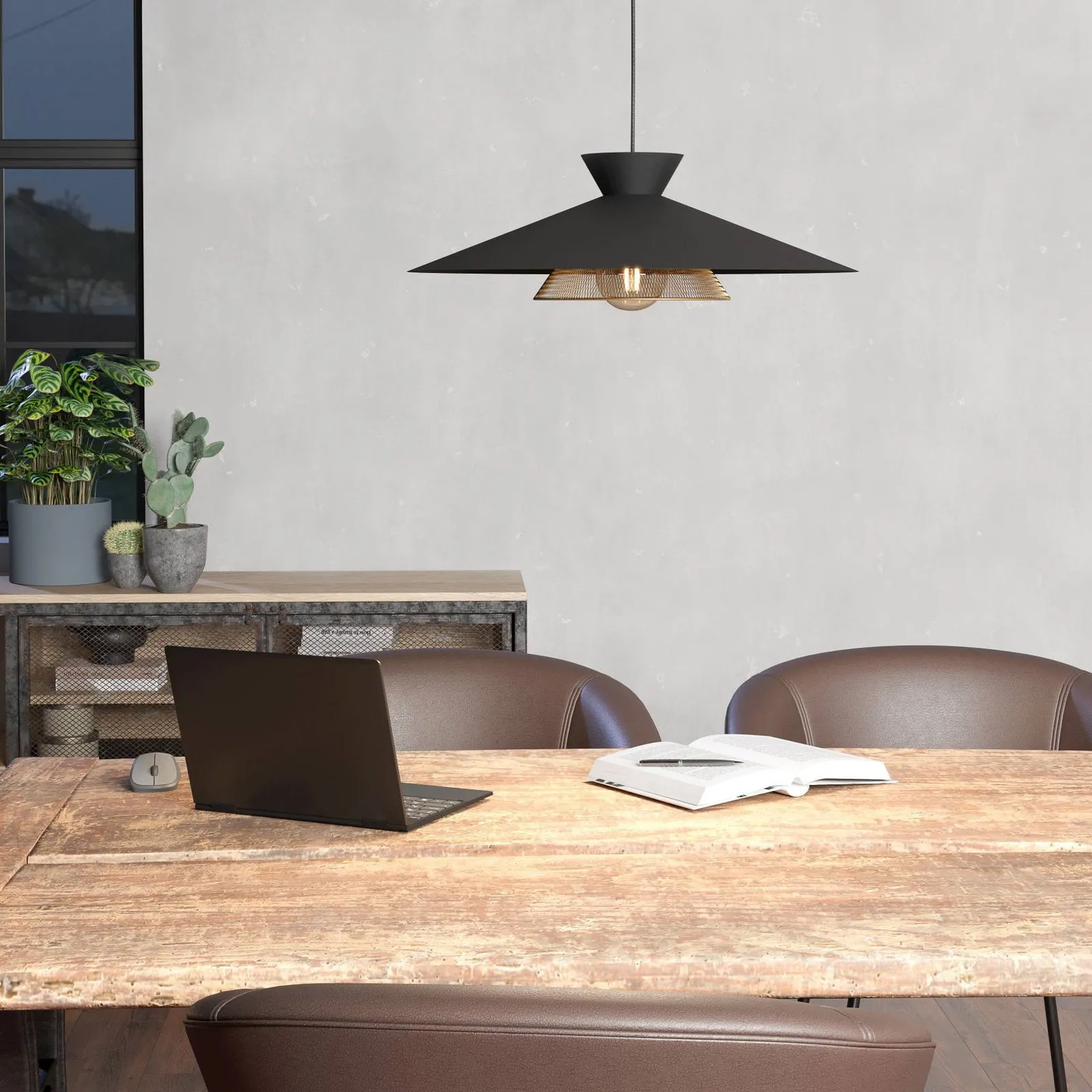 Lampada sospensione Grizedale 1 luce, nero/ottone
