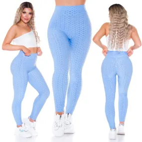 Leggings sexy  a vita alta Push-up LE199 celeste