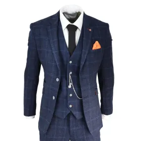 Men's or Boys' 3-Piece Retro Tweed Checkered Fitted Suit