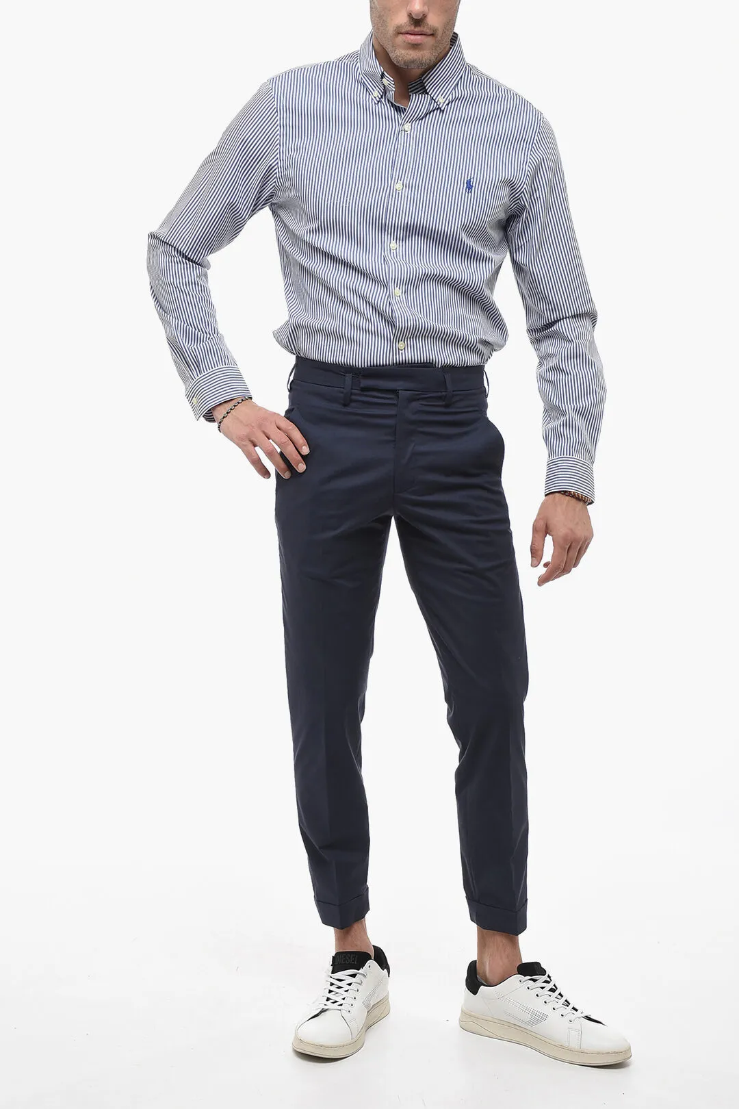Metal BARRETT Slim Fit Pants with Belt Loops