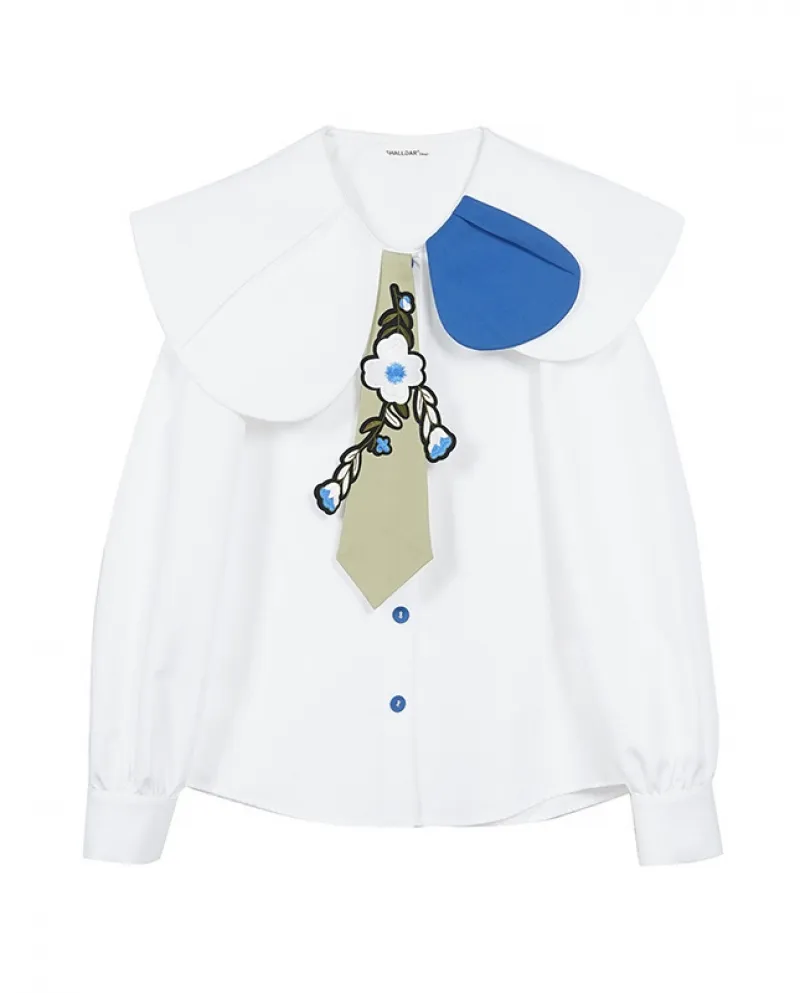 Personalità Camicia asimmetrica con risvolto largo Inizio autunno Nuovo design originale Top da donna a maniche lunghe
