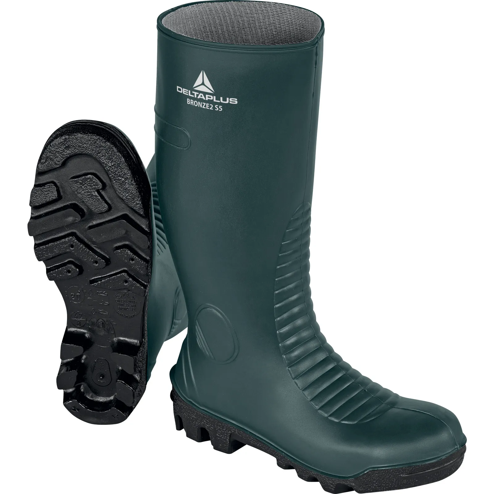 Scarponcino antinfortunistico S5 Delta Plus da Uomo tg. 48, col. Nero, Verde , resistenti all'acqua, con puntale di