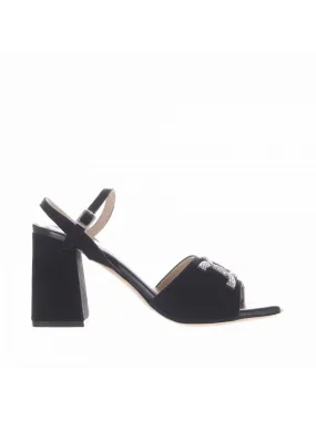 Suede Sandals with Rhinestones