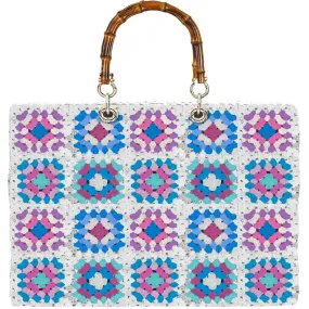 Victoria Crochet Multicolor Bag, White