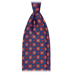Viola Milano Silk Medallion Floral Pattern Tie Blue Handmade Luxury Italy Collection